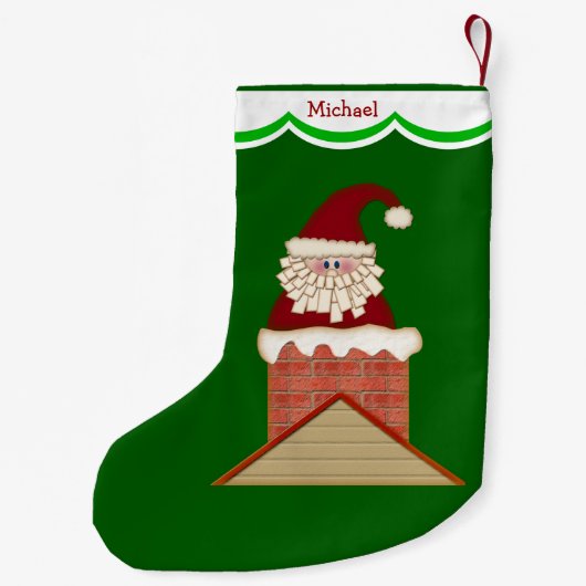 サンタ・イン・チムニパーソナライズされたー スモールクリスマスストッキング (裏面)