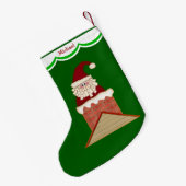 サンタ・イン・チムニパーソナライズされたー スモールクリスマスストッキング (裏面 (吊り時))