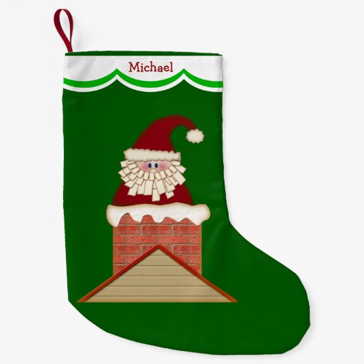 サンタ・イン・チムニパーソナライズされたー スモールクリスマスストッキング (正面)