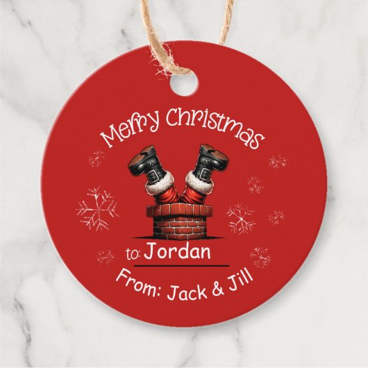 サンタ・イン・チムニー・クリスマスギフトつるラベル フェイバータグ (正面)