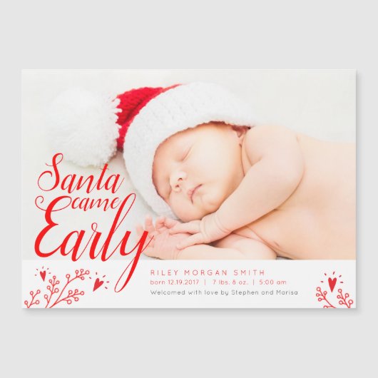 サンタ·イー来リー·ベビー·アナウンス·マグネット·カード (正面)