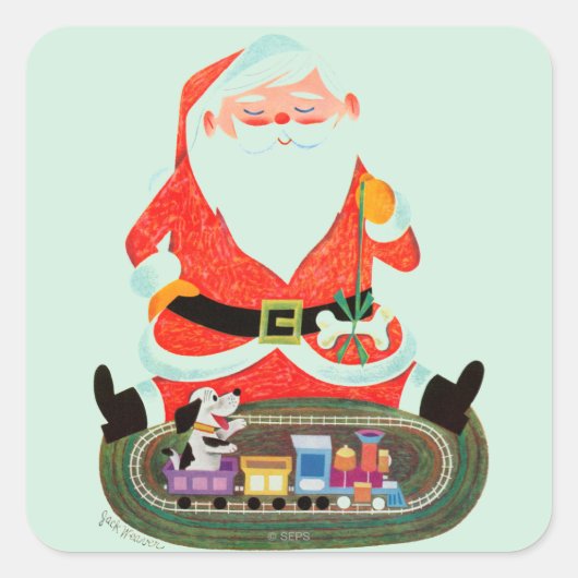 サンタ・ウィズ・トレイン スクエアシール (正面)