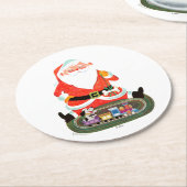 サンタ・ウィズ・トレイン ラウンドペーパーコースター (アングル)