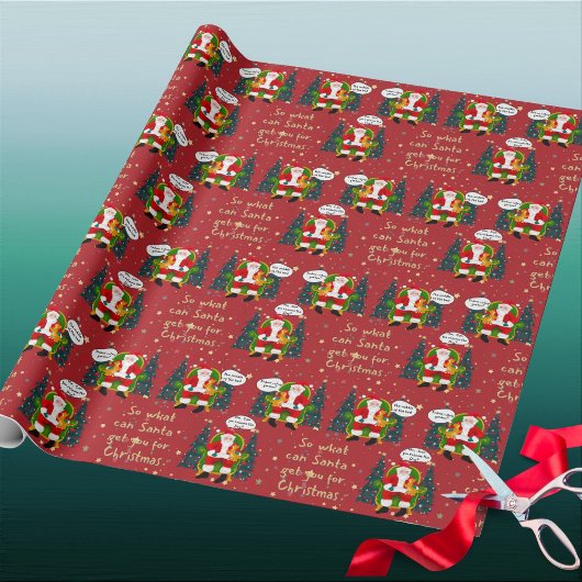 サンタ・ウィーズ・クリスマスにオレンジ笑わされる色の猫が告げる ラッピングペーパー