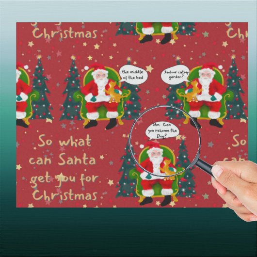 サンタ・ウィーズ・クリスマスにオレンジ笑わされる色の猫が告げる ラッピングペーパー