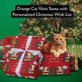 サンタ・ウィーズ・クリスマスにオレンジ笑わされる色の猫が告げる ラッピングペーパー