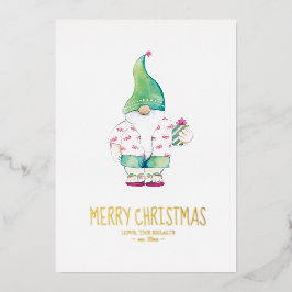 サンタ・ウォーター・カラーのクリスマス 箔シーズンカード