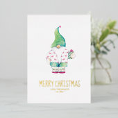 サンタ・ウォーター・カラーのクリスマス 箔シーズンカード (立ち正面)