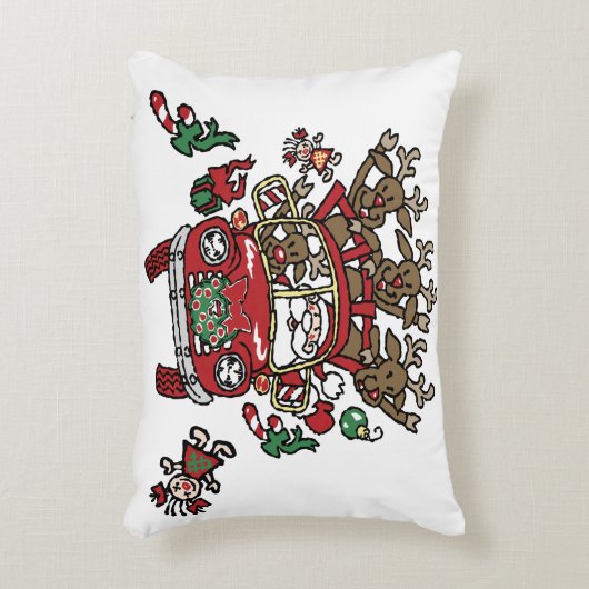 サンタ・ウッディと彼のトナカイのクリスマスアニメ アクセントクッション (正面(垂直))