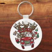 サンタ・ウッディと彼のトナカイのクリスマスアニメ キーホルダー (正面)