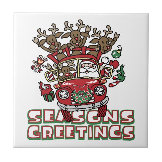 サンタ・ウッディと彼のトナカイのクリスマスアニメ タイル (正面)