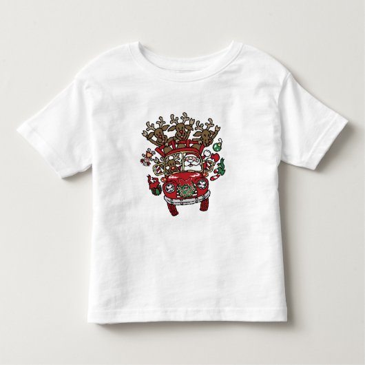 サンタ・ウッディと彼のトナカイのクリスマスアニメ トドラーTシャツ (正面)