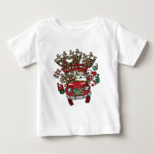 サンタ・ウッディと彼のトナカイのクリスマスアニメ ベビーTシャツ (正面)