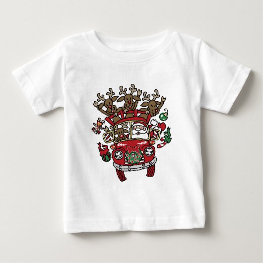 サンタ・ウッディと彼のトナカイのクリスマスアニメ ベビーTシャツ (正面)