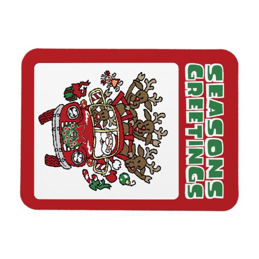 サンタ・ウッディと彼のトナカイのクリスマスアニメ マグネット (横)