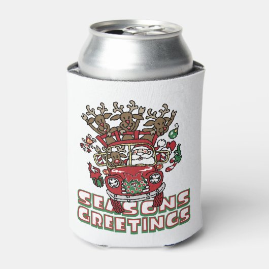 サンタ・ウッディと彼のトナカイのクリスマスアニメ 缶クーラー (缶正面)