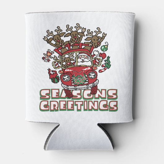 サンタ・ウッディと彼のトナカイのクリスマスアニメ 缶クーラー (正面)