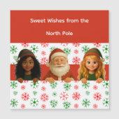 サンタ＆エルフの顔 | 北極の楽しいクリスマスマグネ (正面)