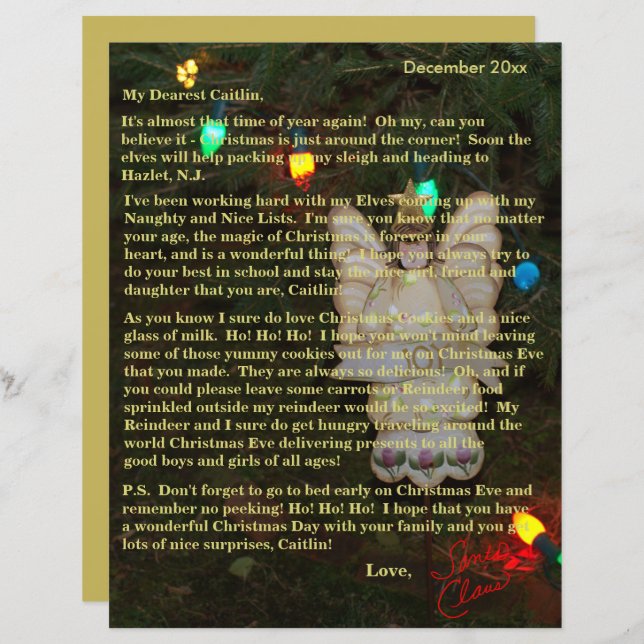 サンタ・エンジェルからの手紙が年配の子供たちを照らす (正面/裏面)