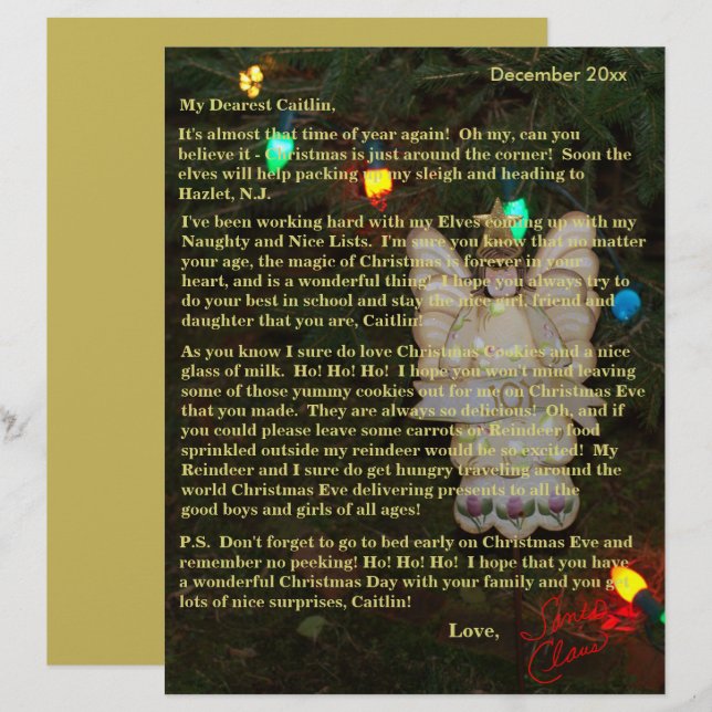 サンタ・エンジェルからの手紙が年配の子供たちを照らす (正面/裏面)