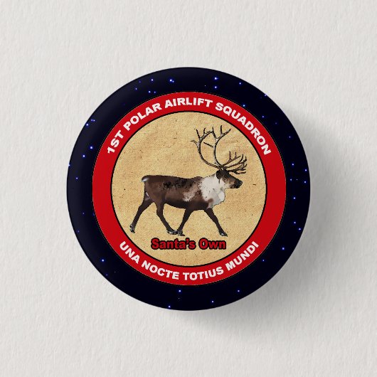 サンタ・オウン – 第1極空輸飛行隊 缶バッジ (正面)