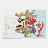 サンタ・オブ・カラー&トナカイの聖降誕祭 キッチンタオル (横)