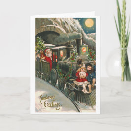 「サンタ・オン・ア・トレイン」ヴィンテージクリスマスカード シーズンカード