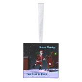 サンタ・オン・ザ・ルーフ – 季節の挨拶 キューブオーナメント (右)