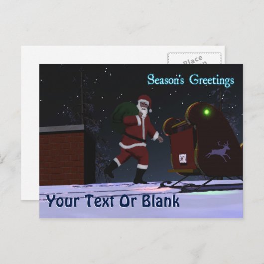 サンタ・オン・ザ・ルーフ – 季節の挨拶 シーズンポストカード (正面/裏面)