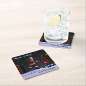 サンタ・オン・ザ・ルーフ – 季節の挨拶 スクエアペーパーコースター (インサイチュ)