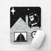 サンタ・オン・スノーカバー・ルーフ白黒 マウスパッド (マウス)