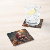 サンタ・オン・ルーフトップ スクエアペーパーコースター (インサイチュ)