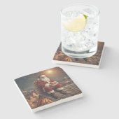 サンタ・オン・ルーフトップ ストーンコースター (横)