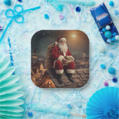 サンタ・オン・ルーフトップ ペーパープレート (パーティー)