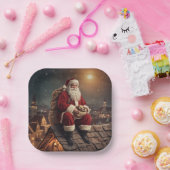 サンタ・オン・ルーフトップ ペーパープレート (パーティー)