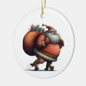 サンタ・オン・ローラー・スケートカスタマイズ場 セラミックオーナメント (左)