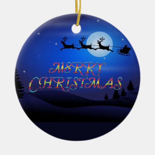 サンタ・オーバー・ア・ブルー・ムーン セラミックオーナメント (正面)