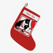 サンタ・キャット スモールクリスマスストッキング (正面 (吊り時))