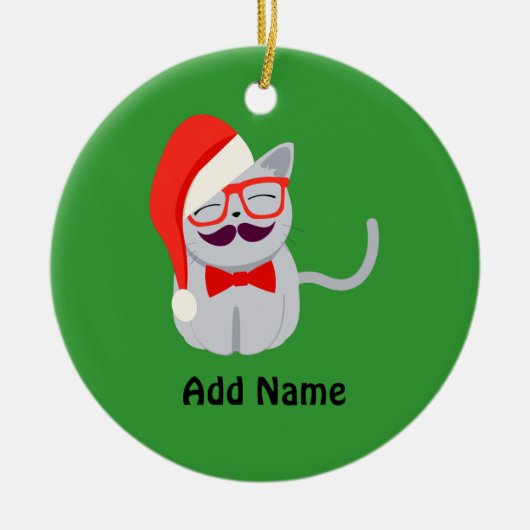 サンタ・キャット セラミックオーナメント (正面)