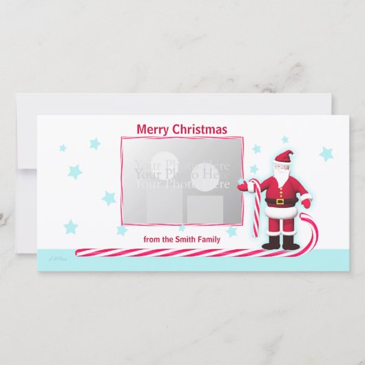 サンタ、キャンディーケーン、スターズクリスマス シーズンカード (正面)