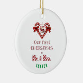 サンタ・キャンディ・ケーン夫妻の第1回のクリスマス セラミックオーナメント (右)