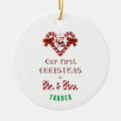 サンタ・キャンディ・ケーン夫妻の第1回のクリスマス セラミックオーナメント (正面)