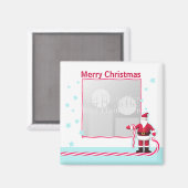サンタ、キャンディ・ケーン、スターのクリスマスフォト マグネット (正面/裏面)