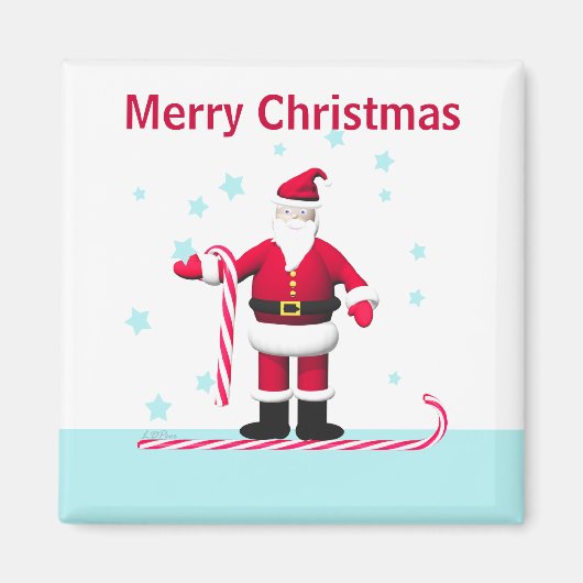 サンタ・キャンディ・ケーン&スターズクリスマス マグネット (正面)