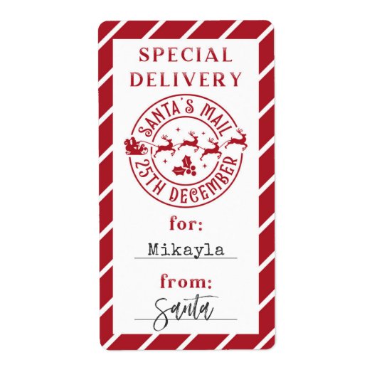 サンタ・ギフトのステッカーからのクリスマス ラベル (正面)