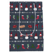 サンタ、ギフト、クリスマスストッキング ミディアムペーパーバッグ (裏面)