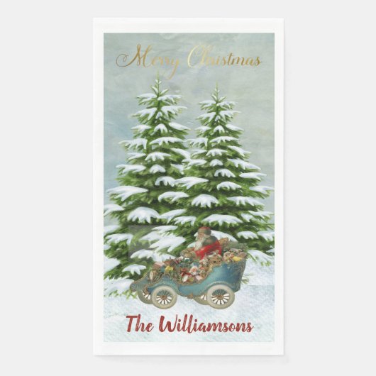 サンタ・ギフトin彼の車の雪の木ヴィンテージ (正面)