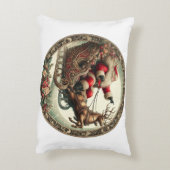 サンタ・クラウスがそりとトナカイに乗る アクセントクッション (裏面(縦))