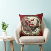 サンタ・クラウスがそりとトナカイに乗る クッション (椅子)