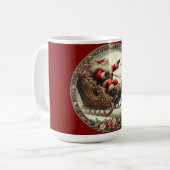 サンタ・クラウスがそりとトナカイに乗る コーヒーマグカップ (正面左)